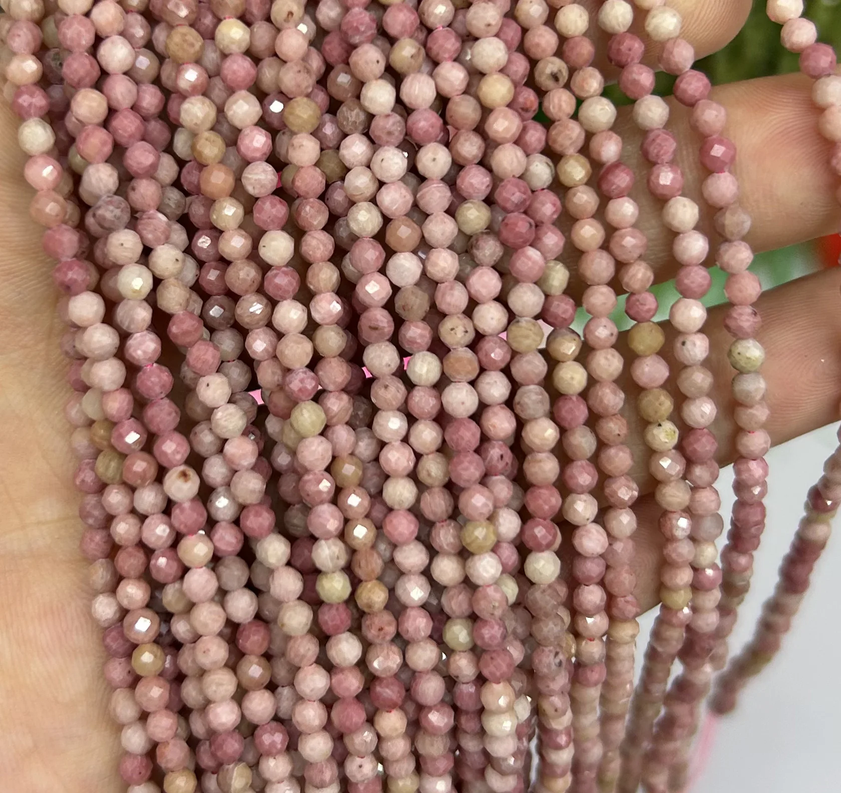 Wholesale Rhodonite Faceted Beads Natural Stone Beads Nice Cut Beads For Bracelet Necklace 2mm 3mm 4mm 15''