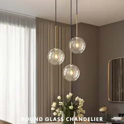 Clear Glass Globe G4 Led Pendant Lights Dining Room Suspend Lamp Metal Chandelier Hanging DropLight