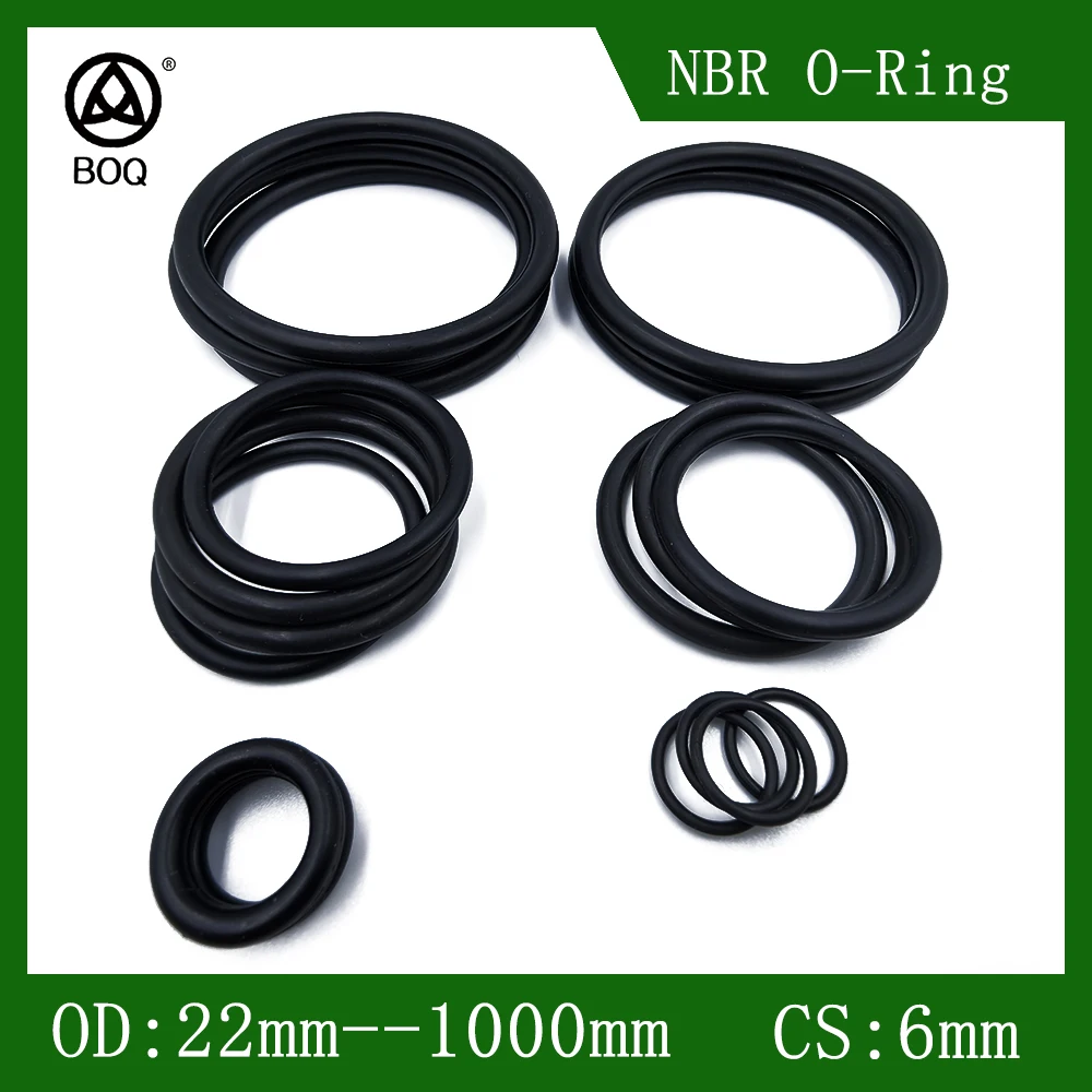 

NBR O Ring CS 6 mm OD 22 - 1000 Set Gaskets Seal Nitrile Rubber Bands High Pressure O-Rings Repair Kit Sealing Elastic Band