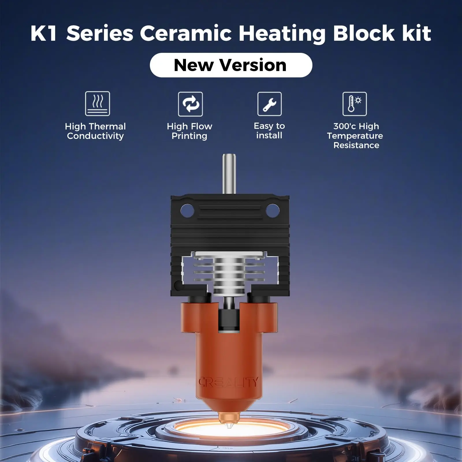 Creality Official 2025 K1/K1C/K1 SE/K1 Max Hotend Kit, Upgrade Ceramic Heating Block Kit, New Version Terminal with Buckle