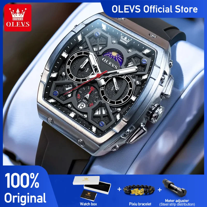 

OLEVS 2942 Men's Watch Hollow Out Watches Quartz Watch Waterproof Luminous Watches For Men Stylish Design with Silicone Strap