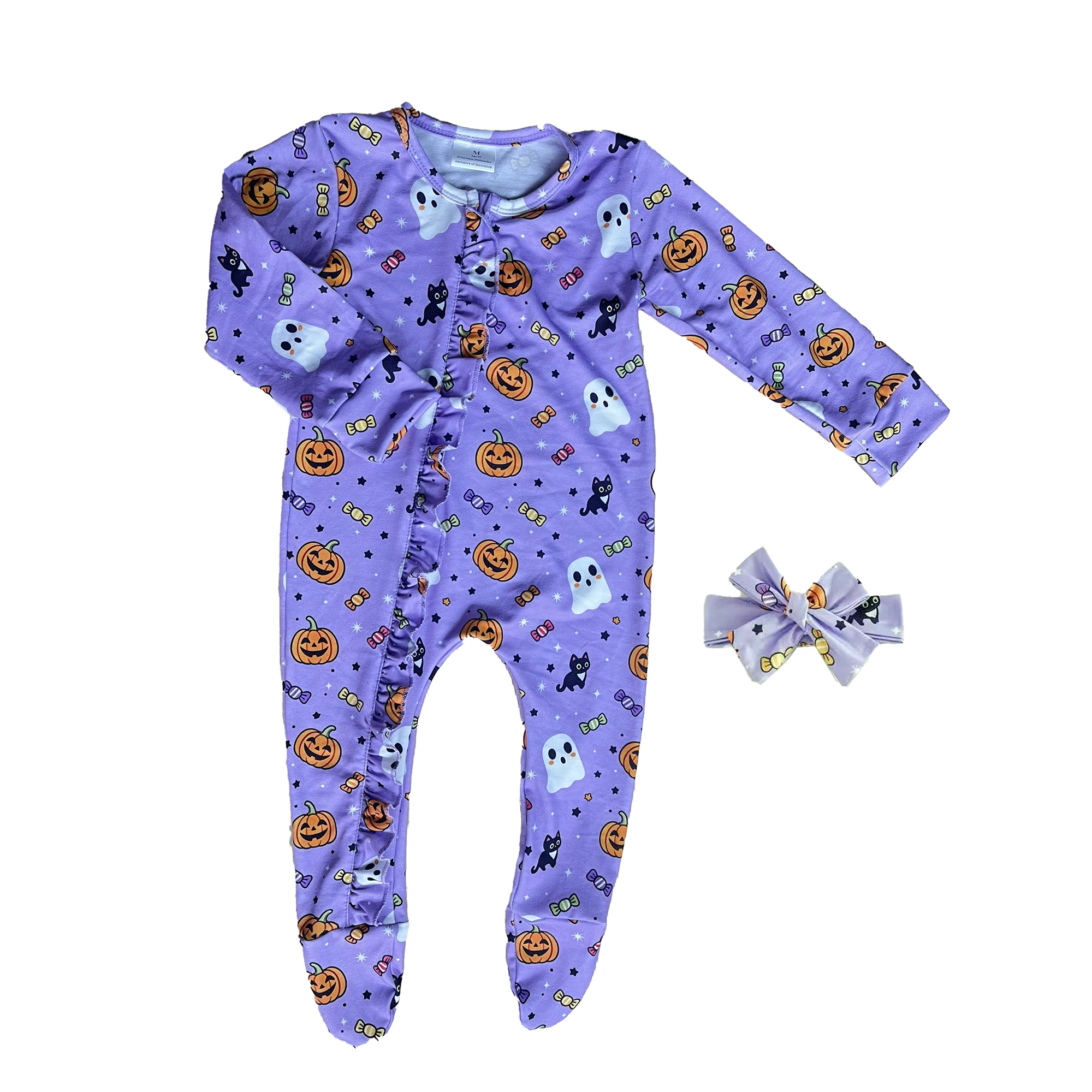Boutique Halloween Pumpkin Baby Rompers New Design Long Sleeve Baby Sleeper
