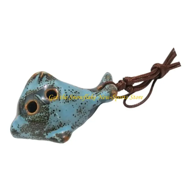 E56D Artistic Ceramic Ocarina 6 Holes C Tune Crackle Glaze Design Easy Play Flute