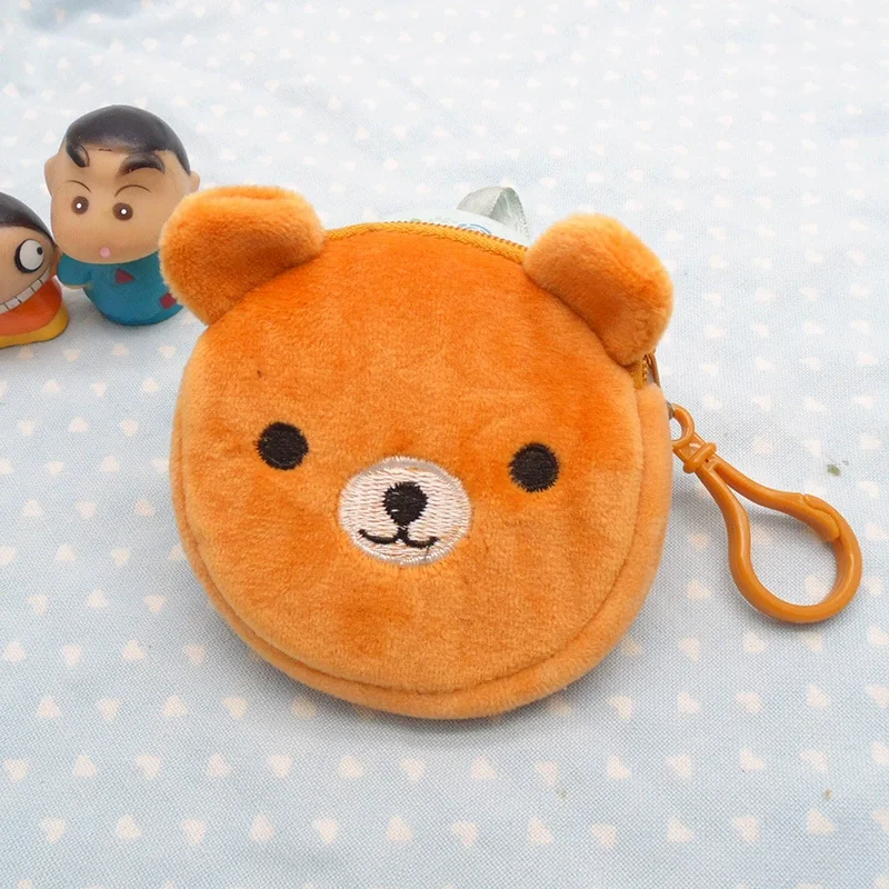Rilakkuma, monedero de felpa, llaveros para niños, nuevo Anime, billetera de oso marrón perezoso, Mini monedero de viaje escolar para niños, llavero de regalo