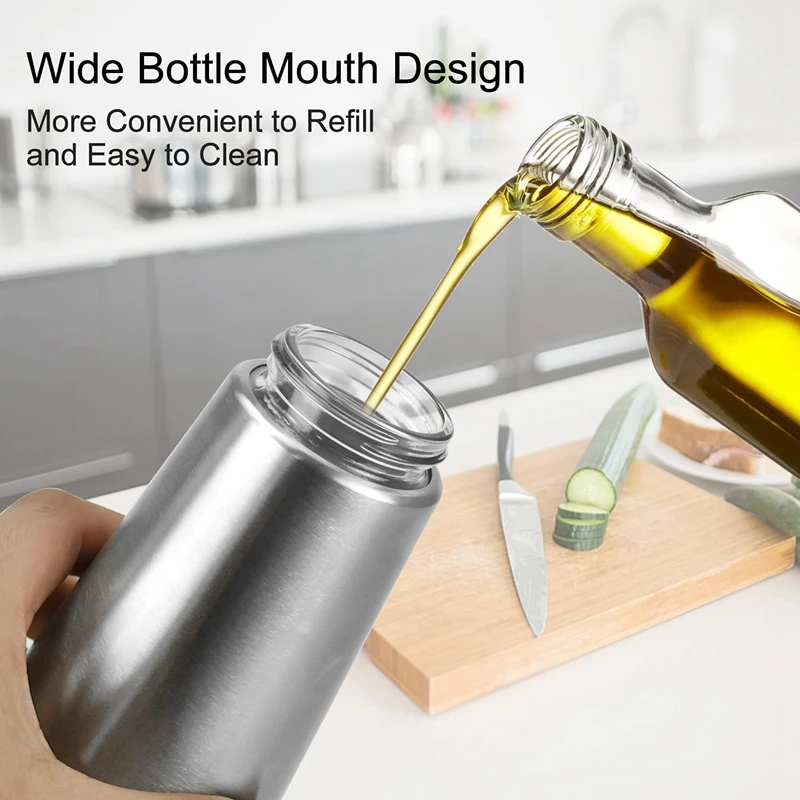 Olive Oil Olive Oil and Vinegar Dispenser Set, 2 Pack Olive Oil Dispenser Cruet with Elegant Glass Bottle and Drip Free Design