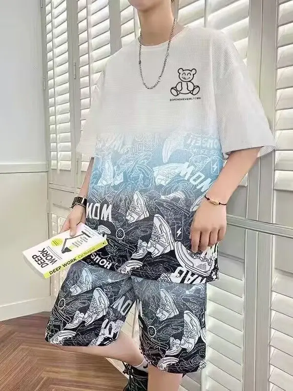 

Ice Silk ort Sve Sportswear Set for Men Casual Trendy Youthful Summer Outfit including orts Faionable And Haome