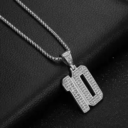 Hip Hop Iced Out Bling Football 10 Pendant Statement Male Gold Color Stainless Steel Sports Necklace For Women Men Jewelry