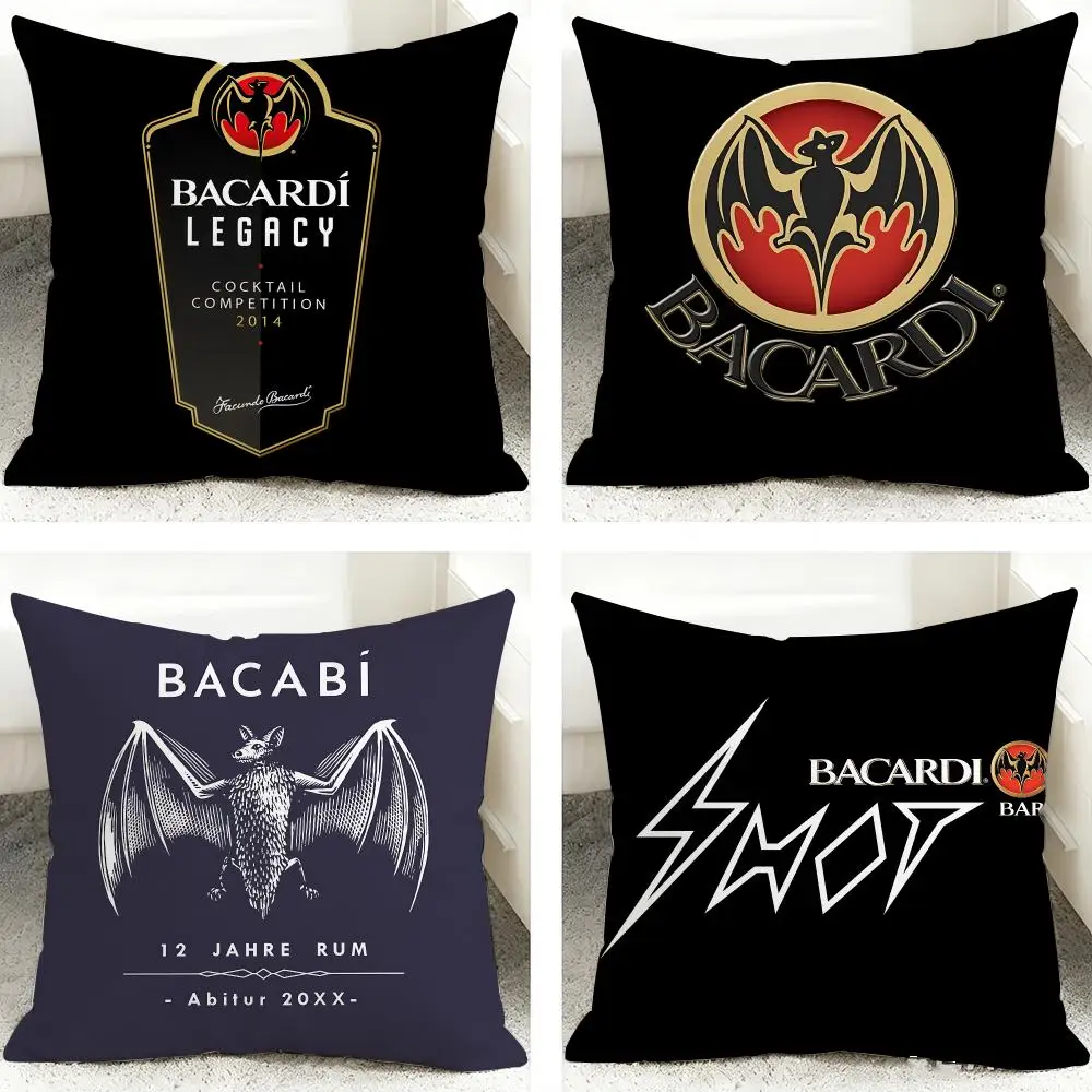 B-Bacardi WINE Logo Cushion Cover 40x40cm Square Decorative Sofa Cushion Cover Bedroom Living Room Home Decor Gift