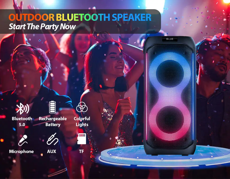 Portable Bluetooth Speaker with Deep Bass and LED Light Show, Bestseller Heavy Sound Audio Box, Outdoor Party Music Speaker