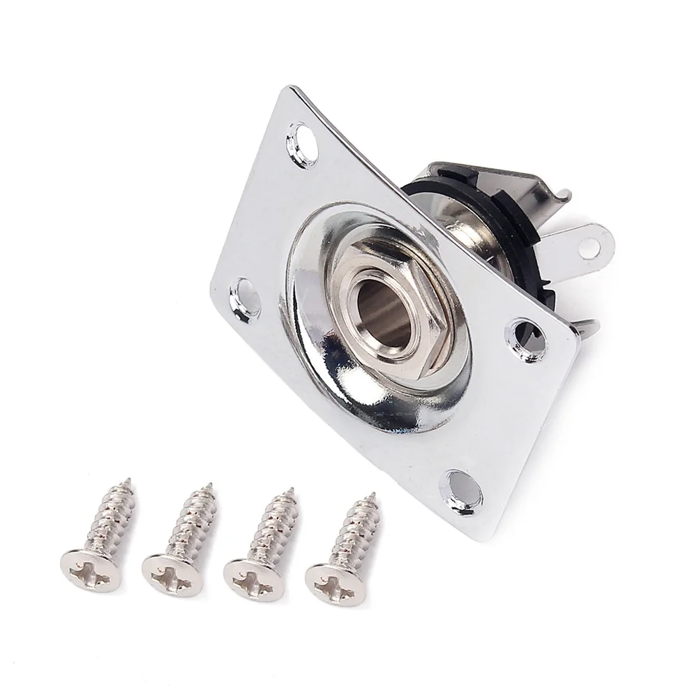 

635mm Copper Guitar Jack Socket Silver Plate Screws Durable Professional Installation Electric Bass Guitar Input Jack