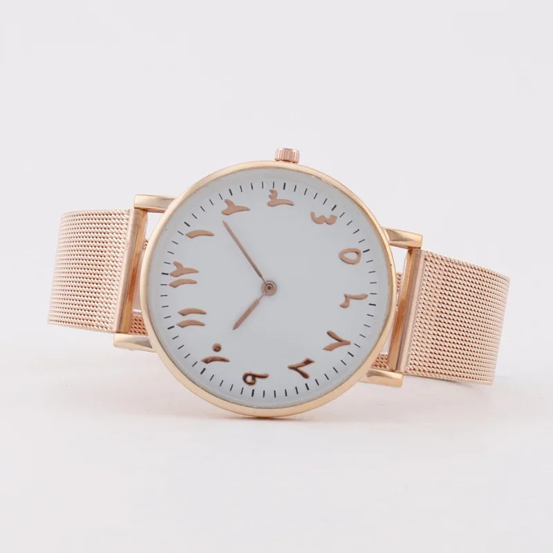 Luxury Rose Gold Mesh Belt Ladies Watch Fashion Design Arabic Watches for Women Stainless Steel Quartz Wristwatch Clock Montre