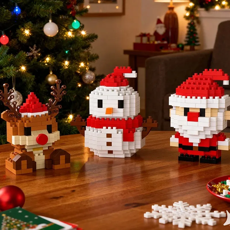 Set De Construcción De Figuras De Santa Claus – 6 Piezas Temáticas De Navidad Para Niños De 72 Meses O Más