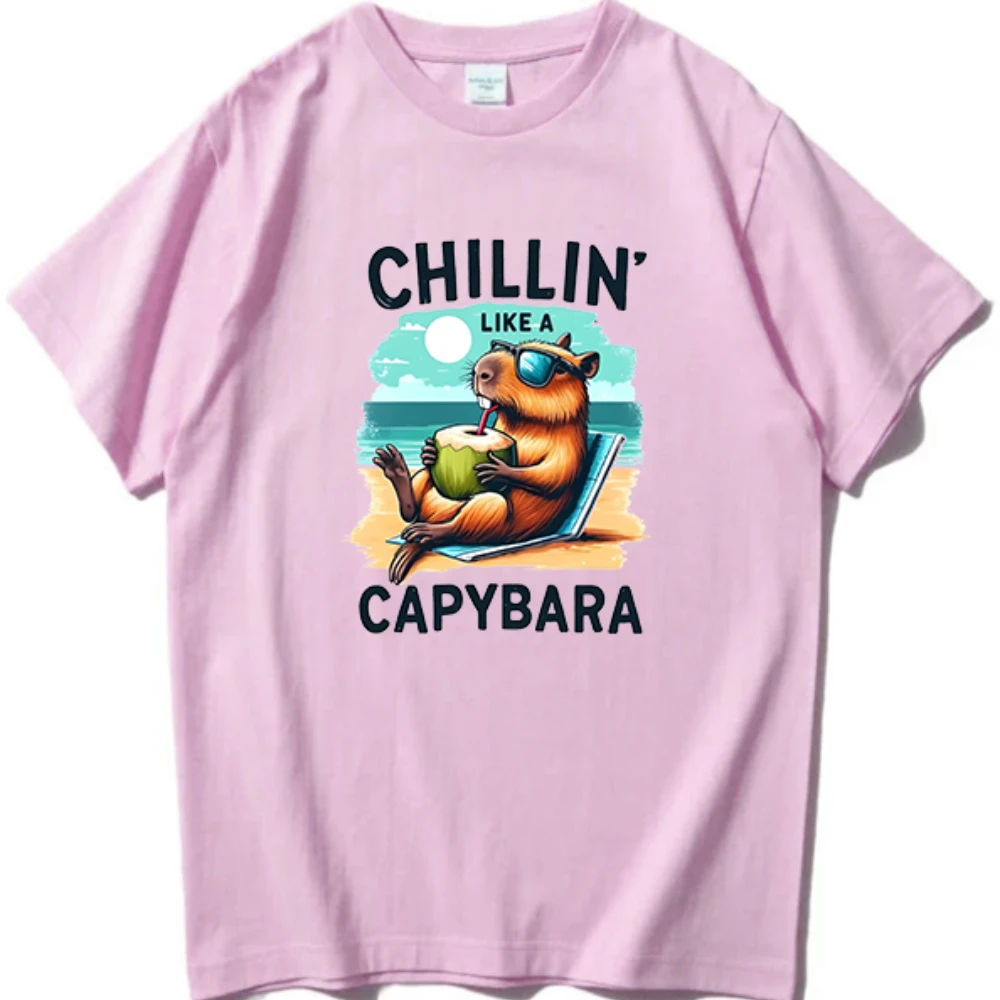 Capibara y2k Śmieszne Kreskówki Minimalistyczne Męskie T-shirty Damskie Neutralne Casualowe Topy Oryginalne Kobiety ropa de mujer grafika mężczyźni t shirty