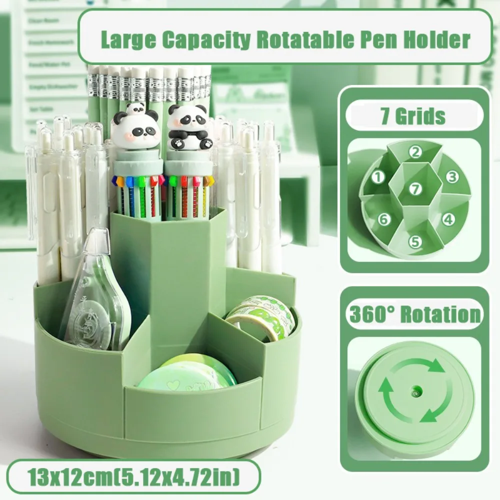 High Quality Plastic Pen Holder 7/10 Grids 360° Rotation Pen Container Large Capacity Desktop Organizer Students