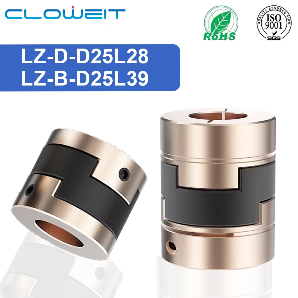 Cloweit LZ D25L39 D25L28  Oldham Coupling Flexible Aluminum Alloy Shaft Coupler 6mm to 12mm for CNC Servo Motors