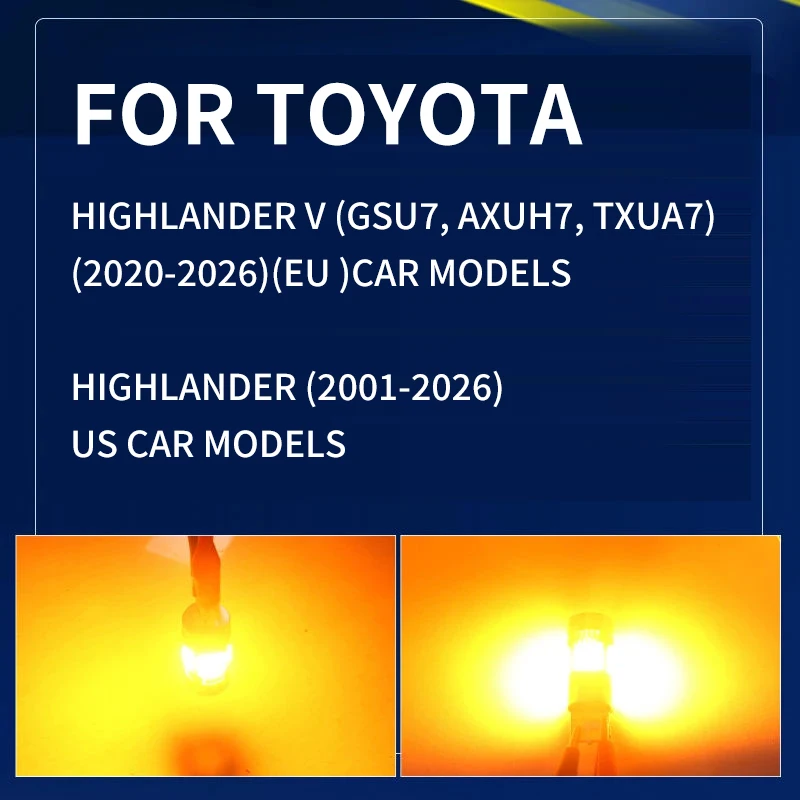 For Toyota Highlander LED Turn Signal Light Bulbs Blinker Direction Indicator 2008 2009 2010 2017 2020 2022 2023 2024 2025 2026