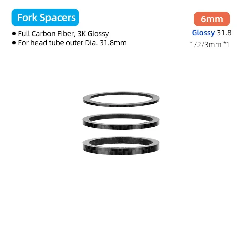 31,8mm Gabel Headset Carbon Spacer MTB Fahrrad Lenker Vorbau Rise Up Einstellen Unterlegscheiben 3K Glänzende Faser Lenkung DIY Zubehör