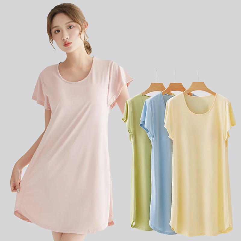 

Female New Summer Nightdress Soft Modal Nightgown Sleepwear Comfortable Sleepshirt Sleepwear Casual Home Wear Loose Daily Dress
