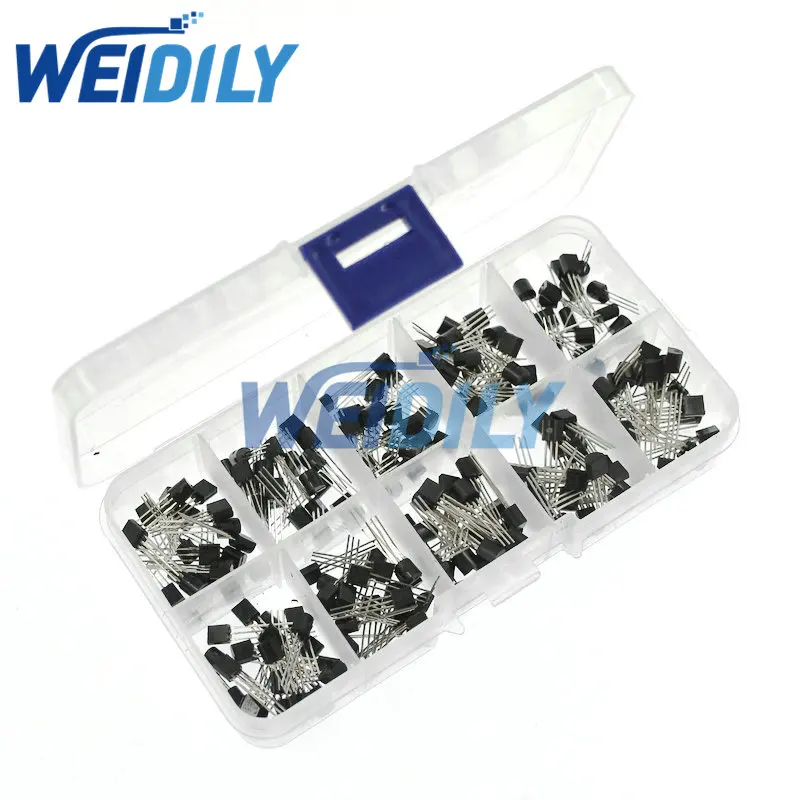 200PCS Transistor BC327 BC337 2N2222 2N2907 2N3904 2N3906 S8050 S8550 A1015 C1815 10 Values Triode Transistors kit TO-92 New