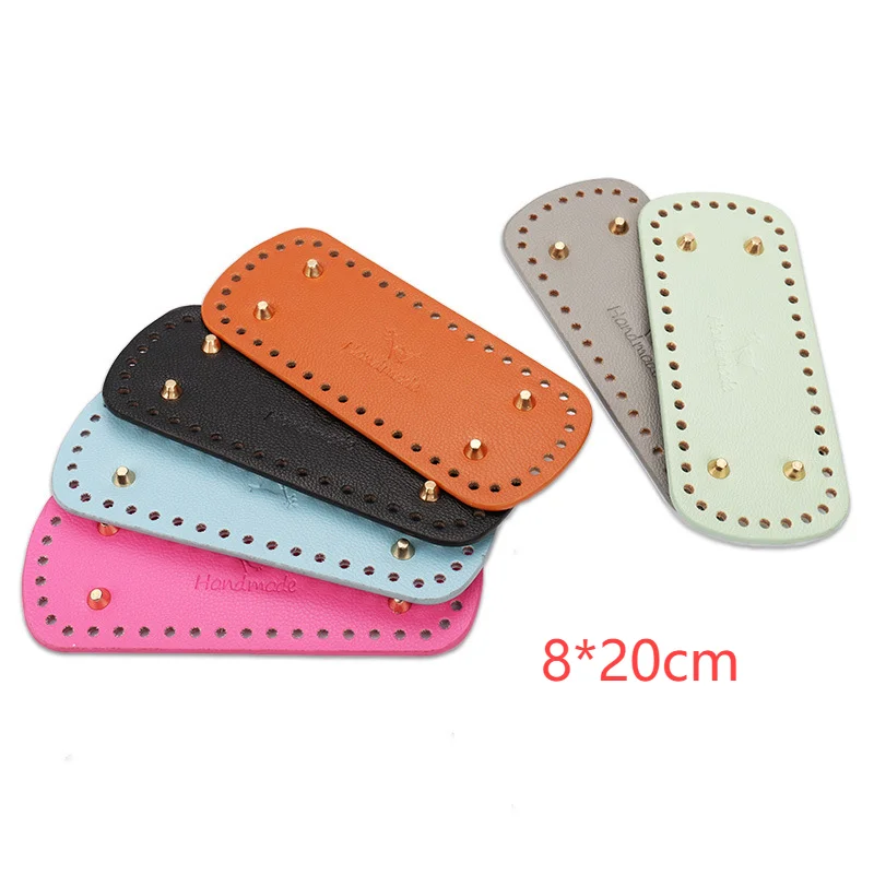 

2pcs 8*20cm PU Leather Bag Bottom Fashion DIY Crochet Long Oval Bag Material Bottom Handmade Knitted Bag Parts Accessories