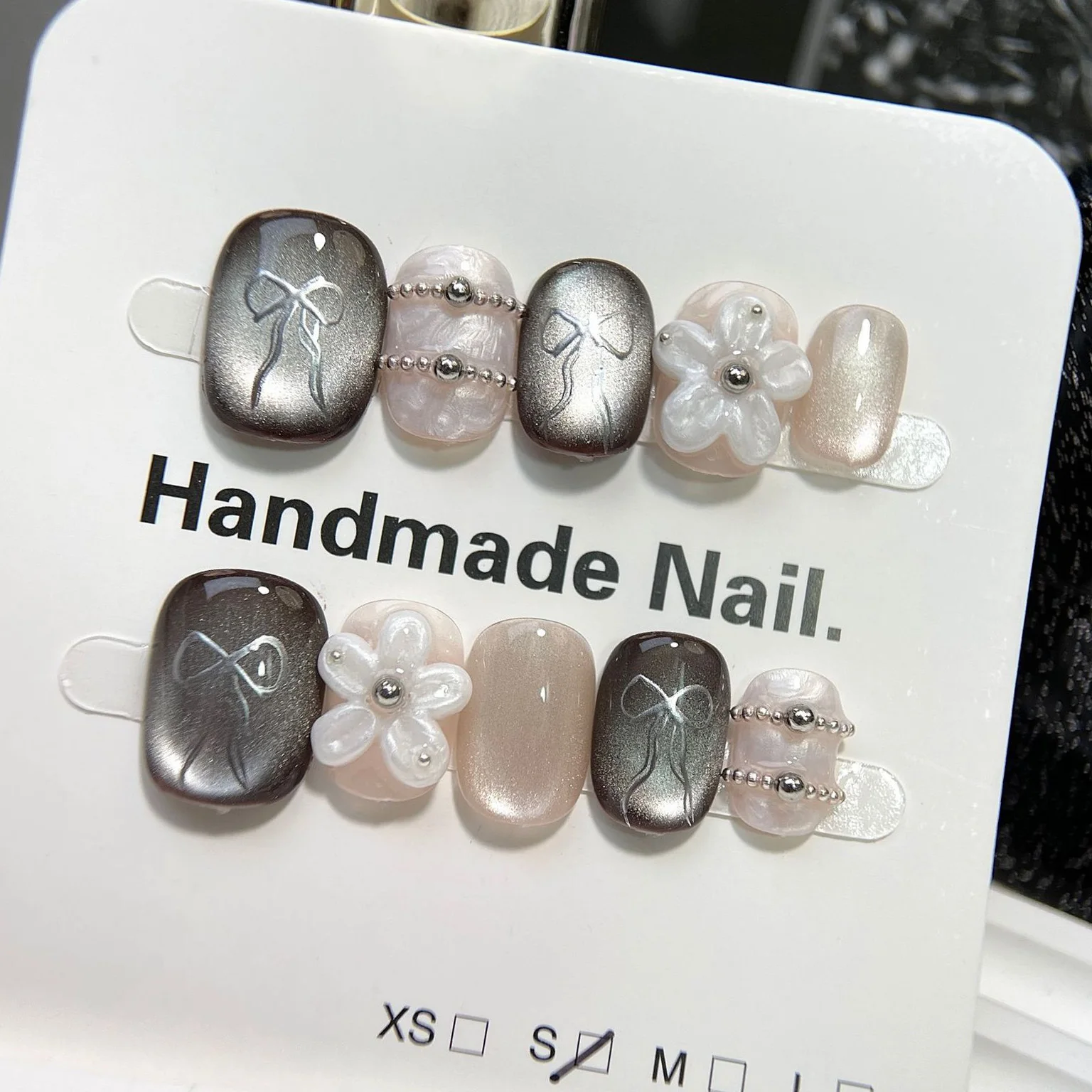 10 pièces presse à la main sur les ongles strass paillettes arc avec couverture complète florale ongles conseils pour femmes et fille amovible portable ongles