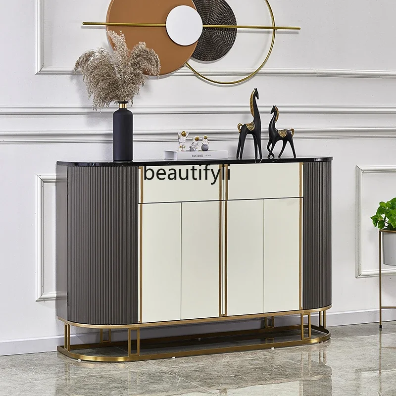 

Light Luxury Home Doorway Home Cabinet Modern Minimalist Hallway Marble Table Entrance Decoration Storage Shoe Cabinet