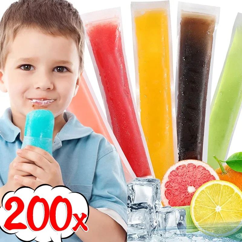 Summer Disposable Ice Popsicle Bags DIY Ice Cream Pops Large Freeze Sealed Bags Juice Yogurt Smoothie Mold Bag With Funnel Tools