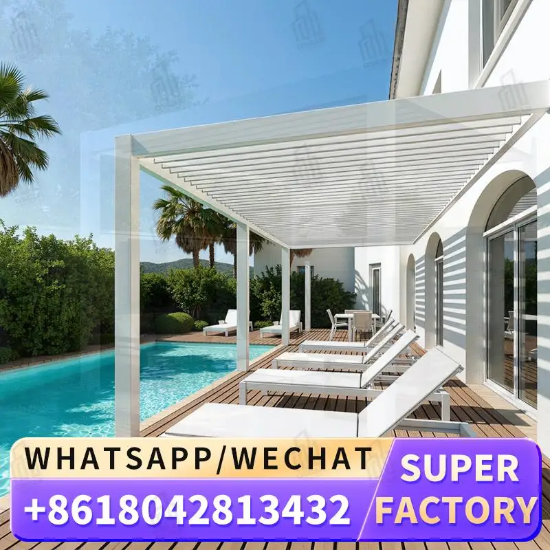 

Motorized Louvered Roof System Bioclimatic Aluminium Pergola for Balcony and Outdoor Gazebo Patio Garden Use pergola