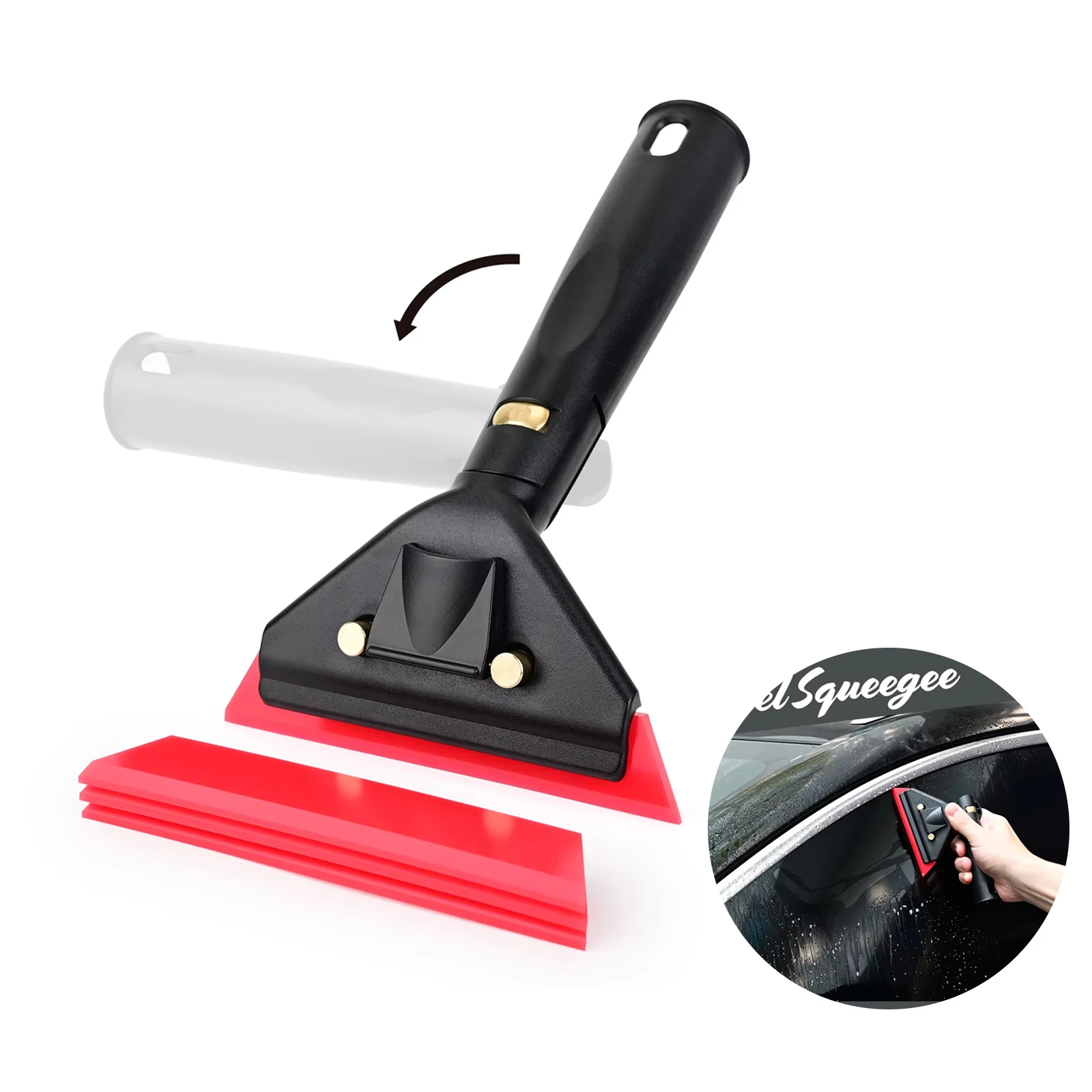 EHDIS 180°Rotatable Short Handle Water Scraper Squeegee for Car Window Tint Film Installation Tool
