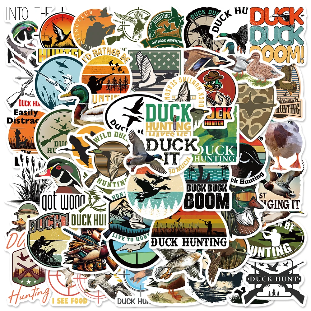 56pcs Duck Hunting Stickers Decals For Phone Scrapbook Luggage Skateboard Guitar DIY Graffiti Aesthetic Stickers Creative Gifts