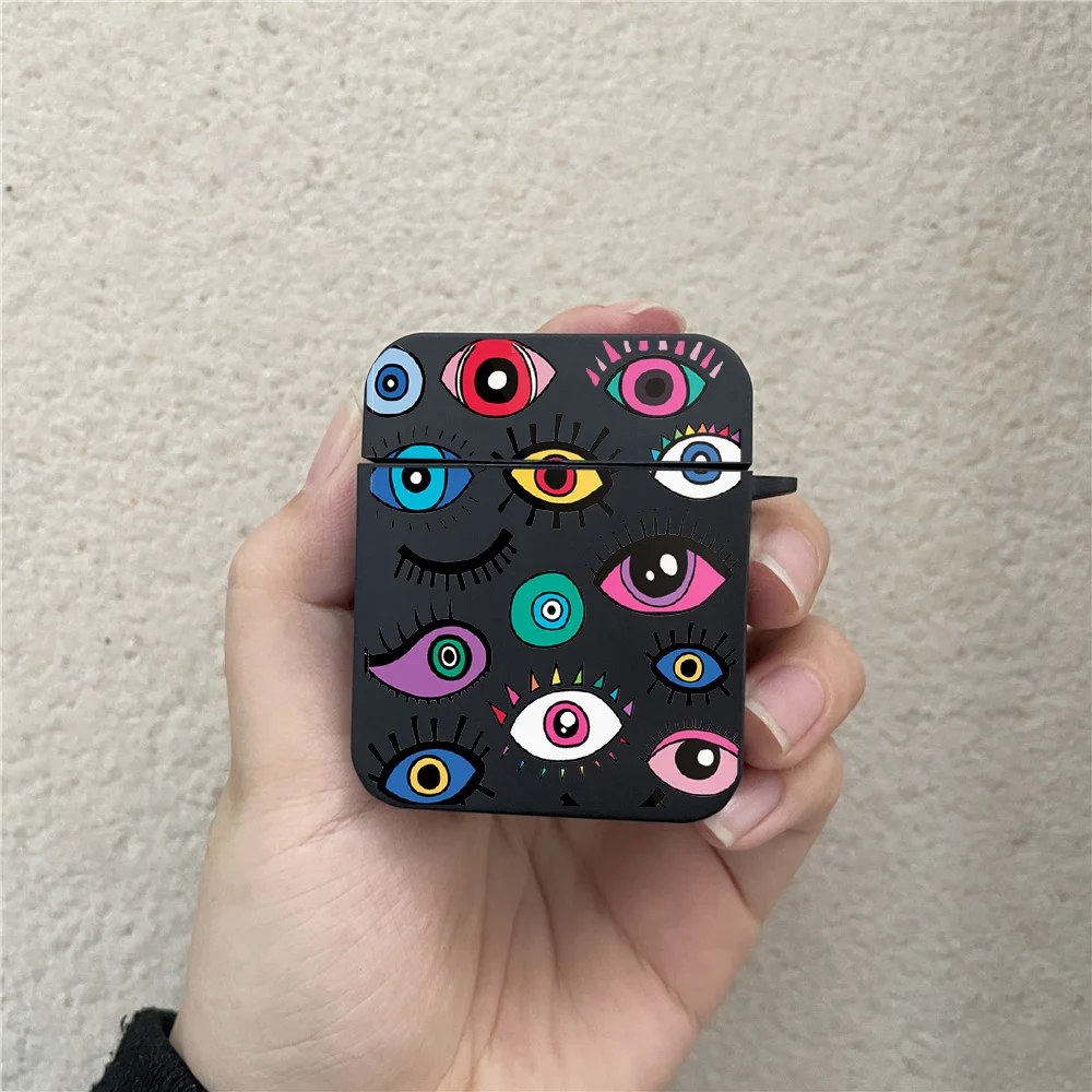 Funny Turkish Lucky Blue Evil Eye Case for AirPods Pro 3 2 1 Cute Square Wireless Bluetooth Earphone Box Cover