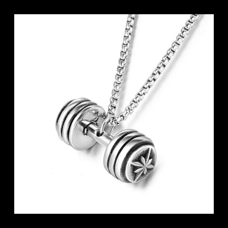 

Модные ювелирные изделия из титановой стали, гантели для фитнеса, рисовый цветок, пара, подвеска из титановой стали, ожерелье, аксессуары SP657