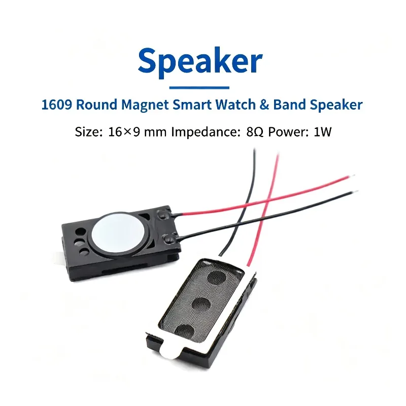 5Pcs/Lot 1609 Circular Magnet 8 Ohm 1W Speaker With Wire 16*9*3.5MM 8Ohm 1 Watt Loudspeaker For Smart Watch