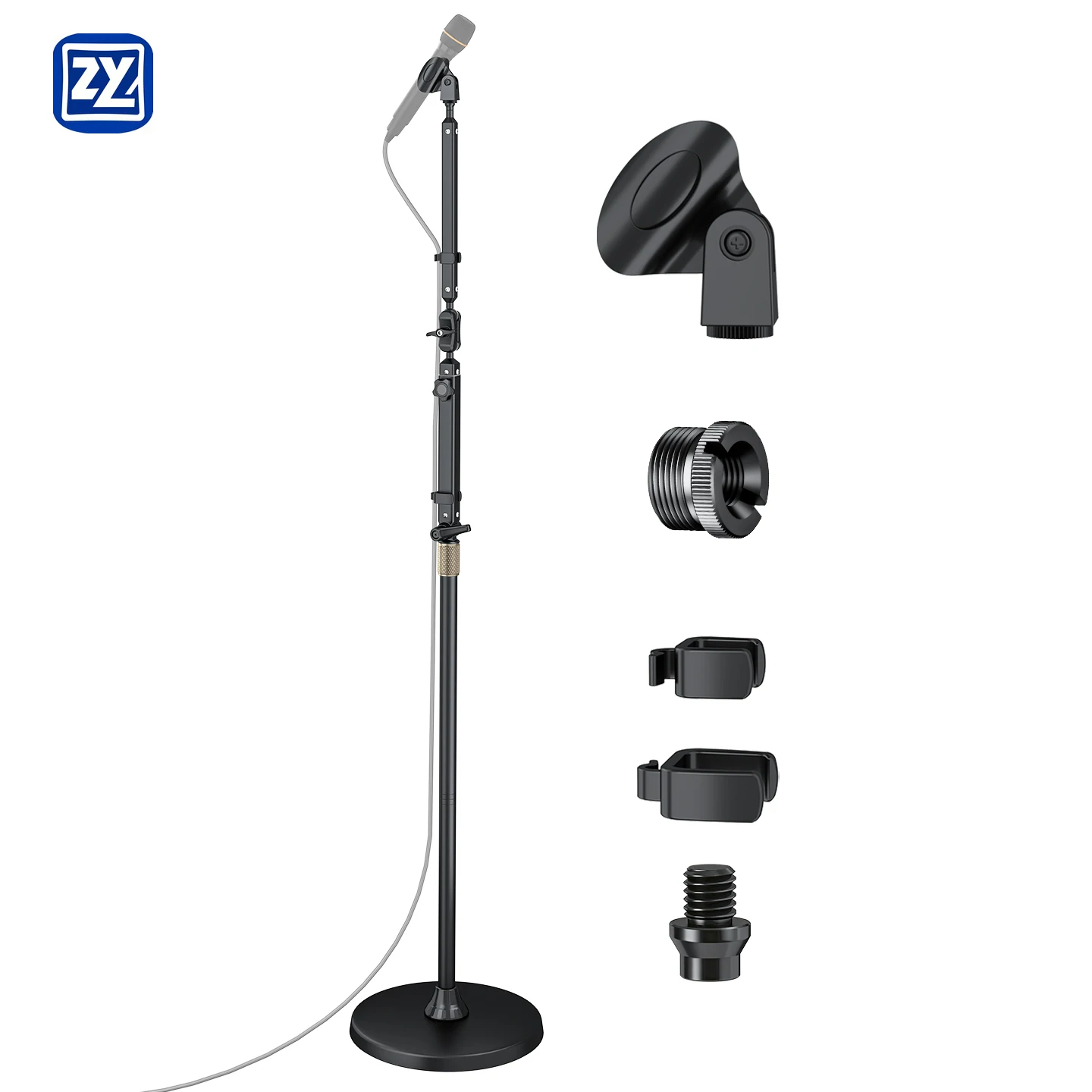 

Heavy Duty Metal Base Aluminum Alloy Floor-Standing Microphone Stand Adjustable Boom Arm Microphone Holder Ground Support Mount