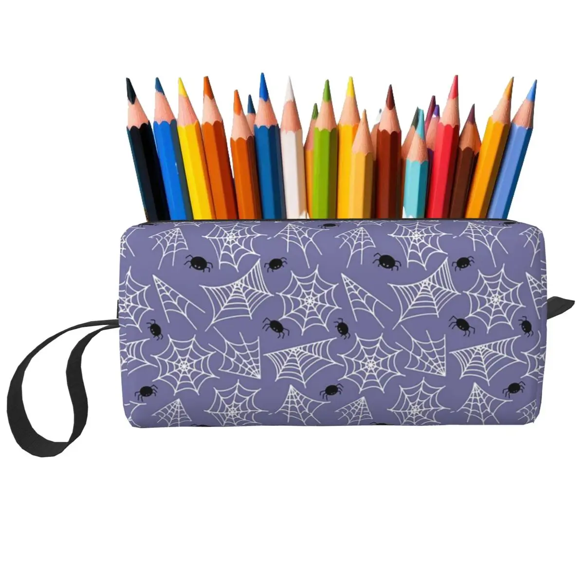 Halloween-Federmäppchen mit schwarzer Katze, Spinne, Gothic-Hexe, für Studenten, Stiftbox, Bleistiftbeutel, Schreibwaren, Reise, Damen, Kosmetiktasche