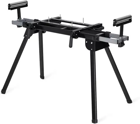Tacleekii 440lbs Miter Saw Stand Load Capacity Steel Collapsible Stand 76-4/5 in Adjustable Folding Saw Stands Fits Most Table Saws with Quick Release Mounting Brackets, End Stops for Repeat Cutting