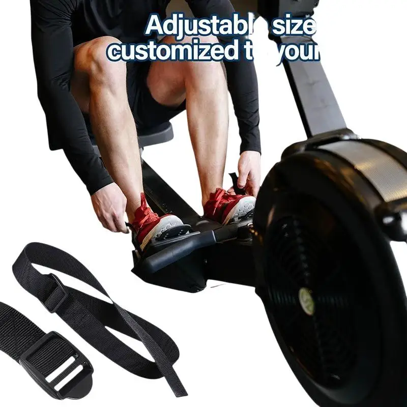 2 Stück Sicherheits-Schnallen-Fußgurte für Rudergeräte, Verstellbar, Langlebiges Nylon, Rutschfest, für Fitnesstraining und Rudergeräte – Detail 4