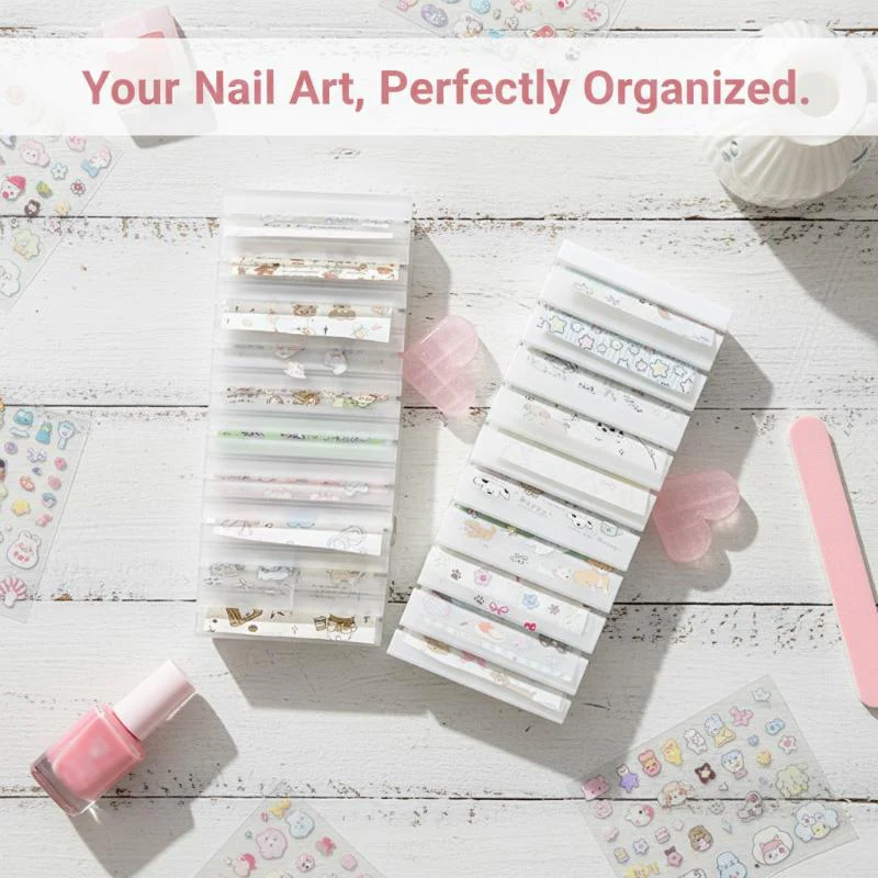 Hot Sell 10 Grid Nail Sticker Transfer Foil Storage Box Acrylic Storage Rack Precise Classification Organization Of Nail Tools