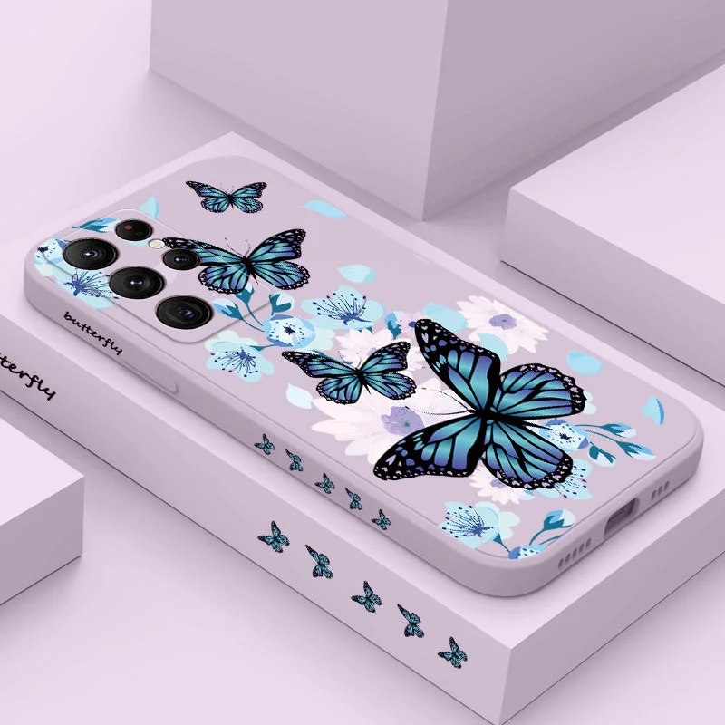 Aurora Butterfly Phone Case For Samsung Galaxy S24 S23 S22 S21 S20 Ultra Plus FE S10 S9 S10E Note 20 ultra 10 9 Plus Cover