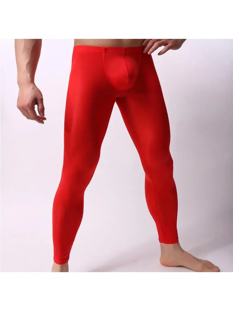 2022 New Design Ice Silk Men Autumn Pants Ultrathin Leggings Casual Fashion Trade Concave Convex Pajamas  Sexy Popular Elements