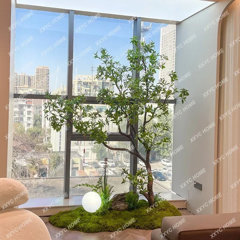A  Window Landscaping Bionic Plant Indoor Simulation Green Plant Decorative Tree Large Fake Trees Simple Landscape