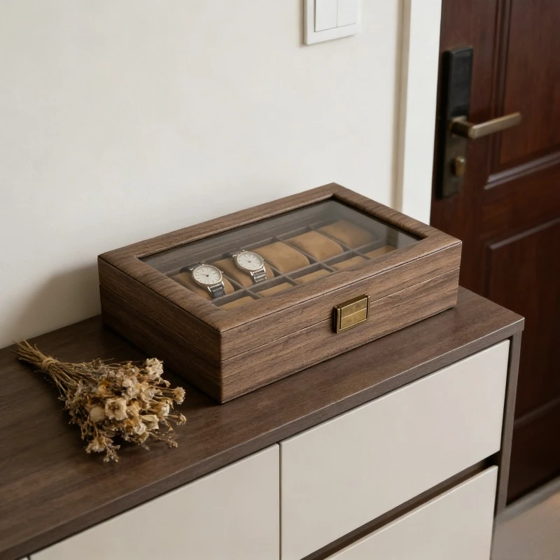 1Pc Vintage Wood Watch Box Multi-Layer Storage Wooden Texture Glasses Stand Jewelry Display Organizer