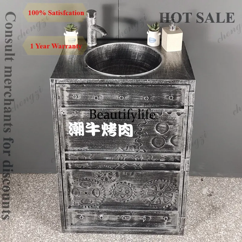 B567 Bar imitation retro industrial style washstand art floor nostalgic creative column basin personality
