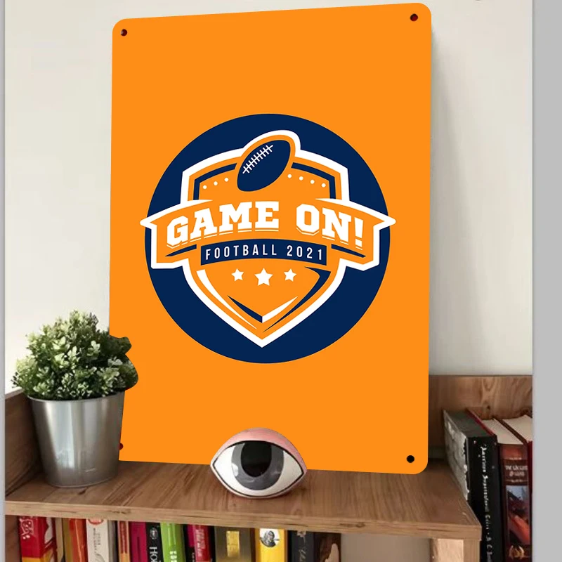 Game On Football 2021 Metal Wall Art Decorative Iron Sign for Sports Room Bar Man Cave Gift