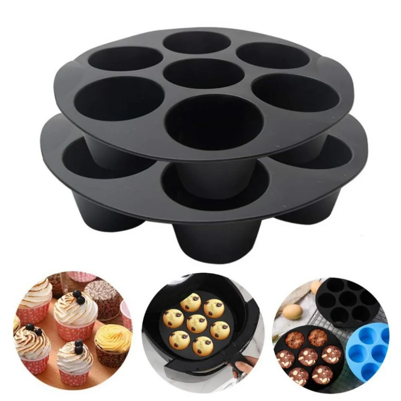 7-hole Silicone Cake Mold Airfryer Accessories Microwave Oven Baking Mold Food Grade Baking Cake Silicone Mold Baking Tools