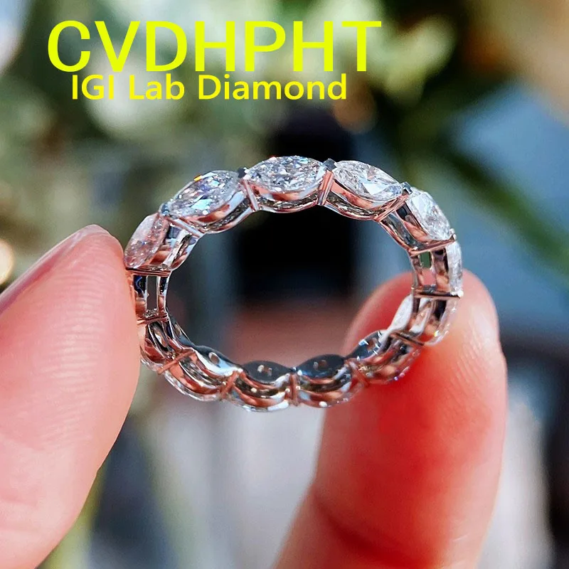 Marquise cut 14K Gold Lab grown diamonds Diamond Wedding Ring In DEF Color Ranging From 0.2 Ct to 0.5ct ﻿eternity band ring