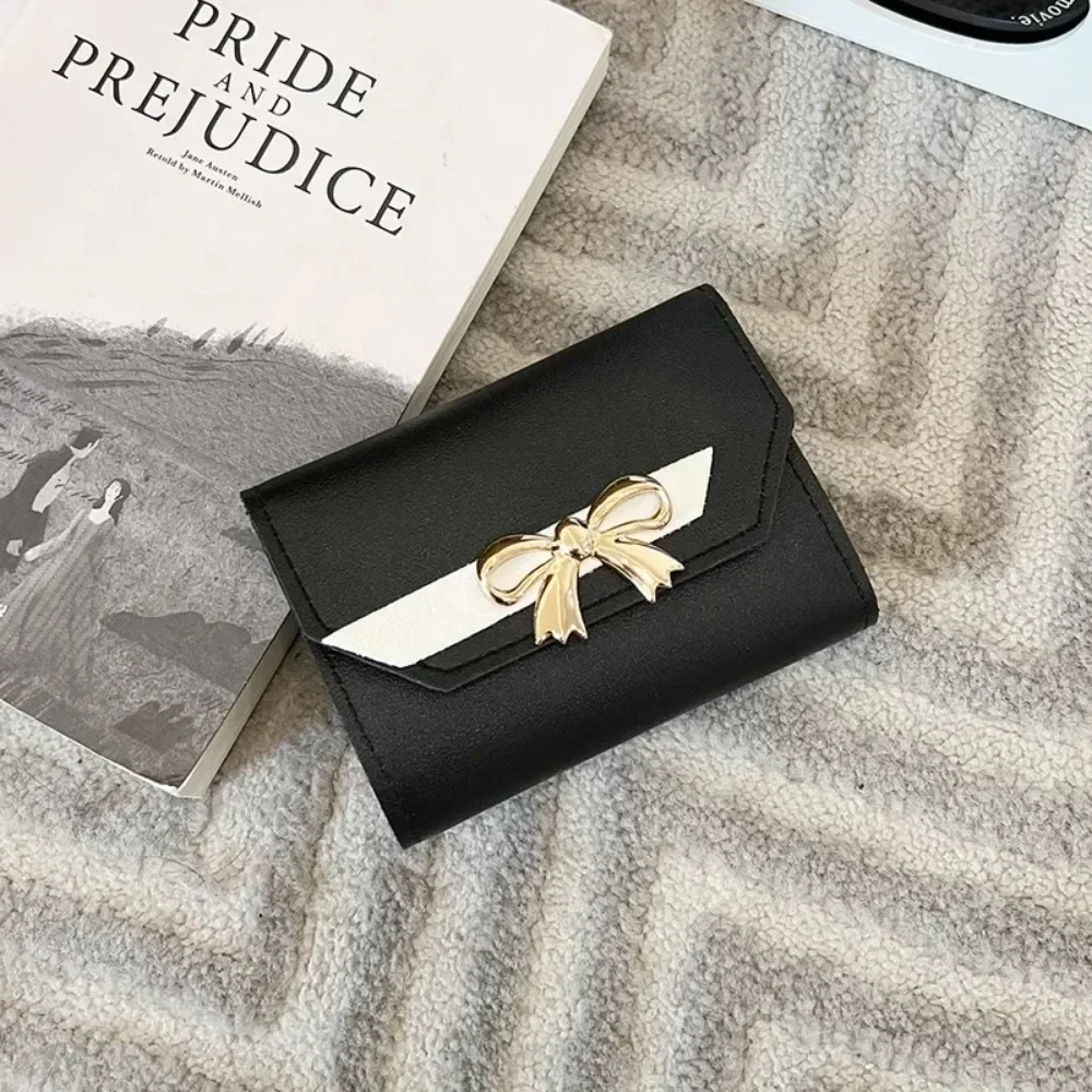 

Women Wallet Foldable Portable Ladies Short Coin Purses Fashion Cute Bow Clutch Bag PU Leather Quality Female Card Holder Purse