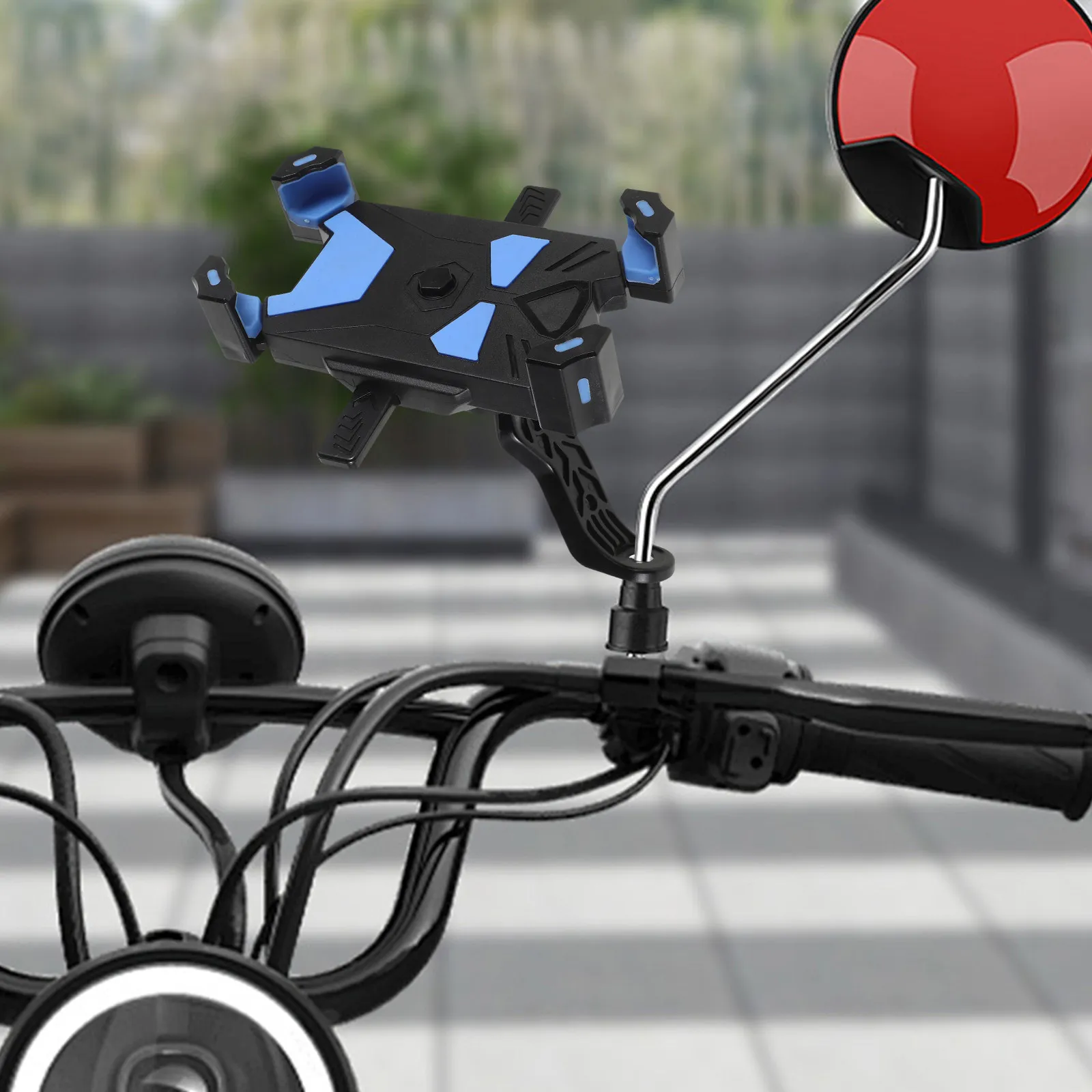 Motorcycle Phone Holder High-Strength 360-Degree Rotation Anti-Shake Mirror Mount Phone Stand for Bike Electric Bike Navigation