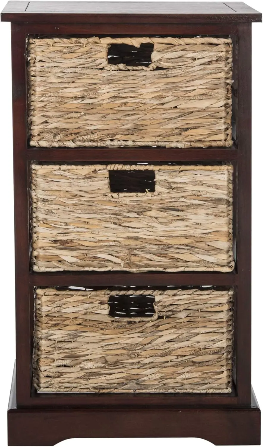 

Distressed Black 3 Wicker Basket Storage Side Table