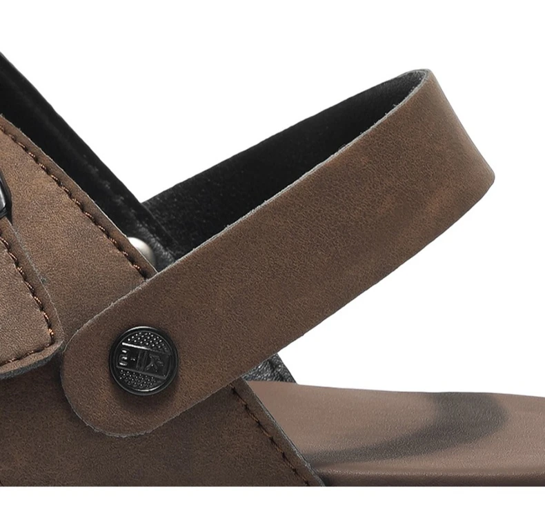 Echtleder-Sandalen für Herren, modische Flip-Flops, bequeme Herren-Strandschuhe für den Außenbereich, hochwertige Herren-Hausschuhe mit weicher Sohle, Übergröße – Detail 5